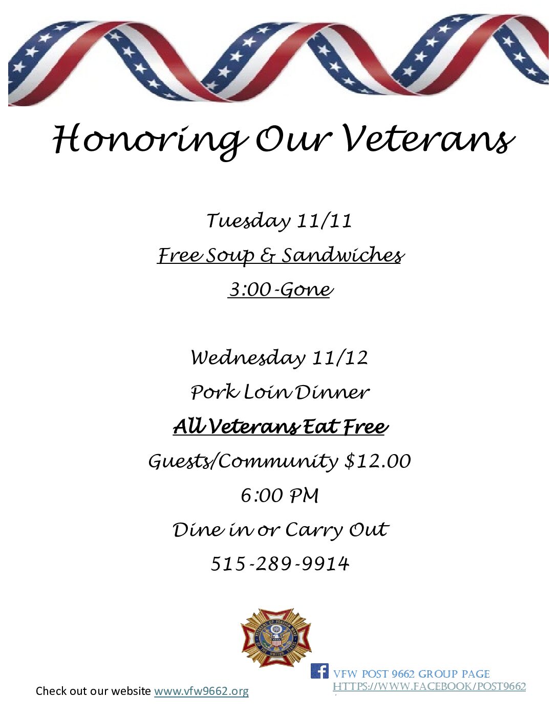 Veteran's Soup & Sandwiches