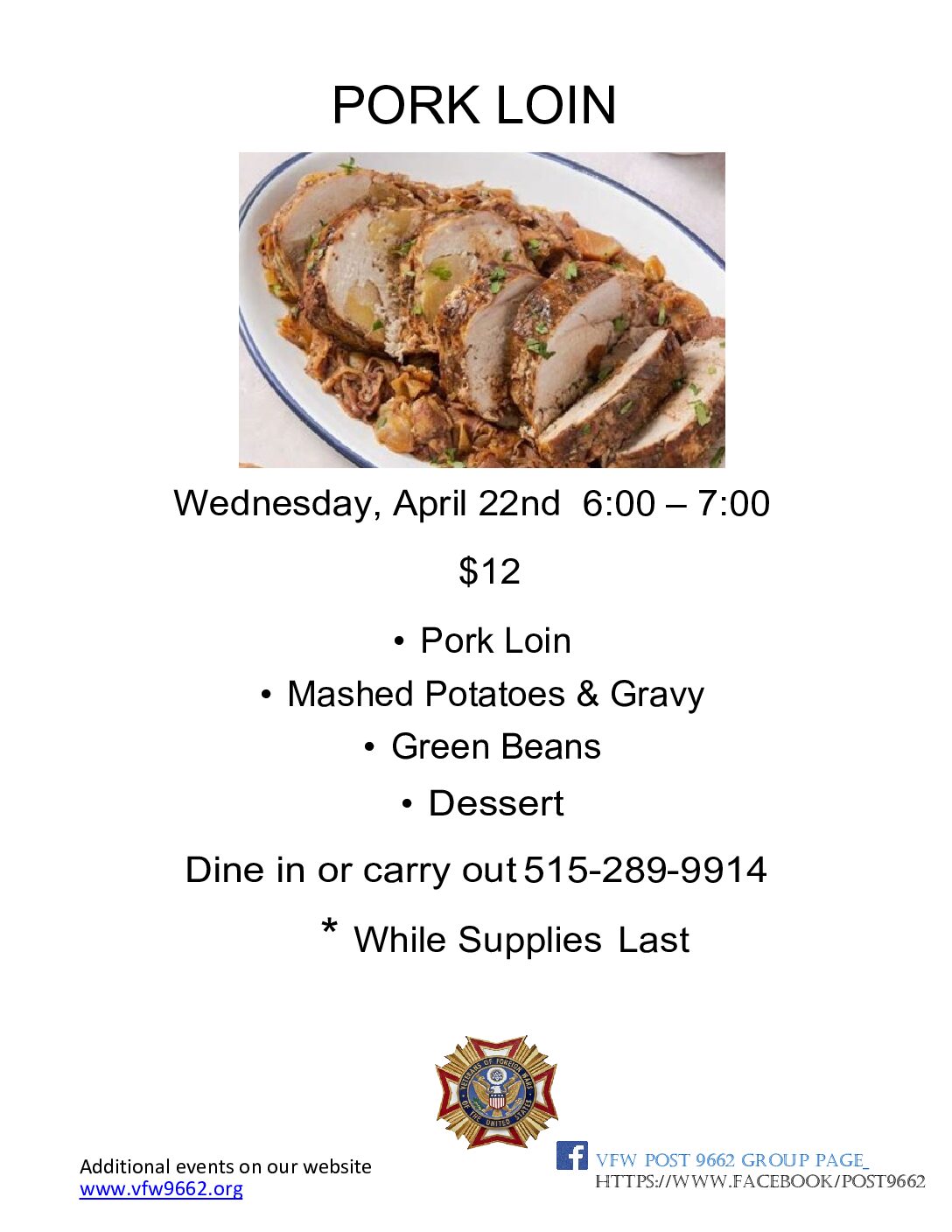 Wednesday Night Meal - Pork Loin