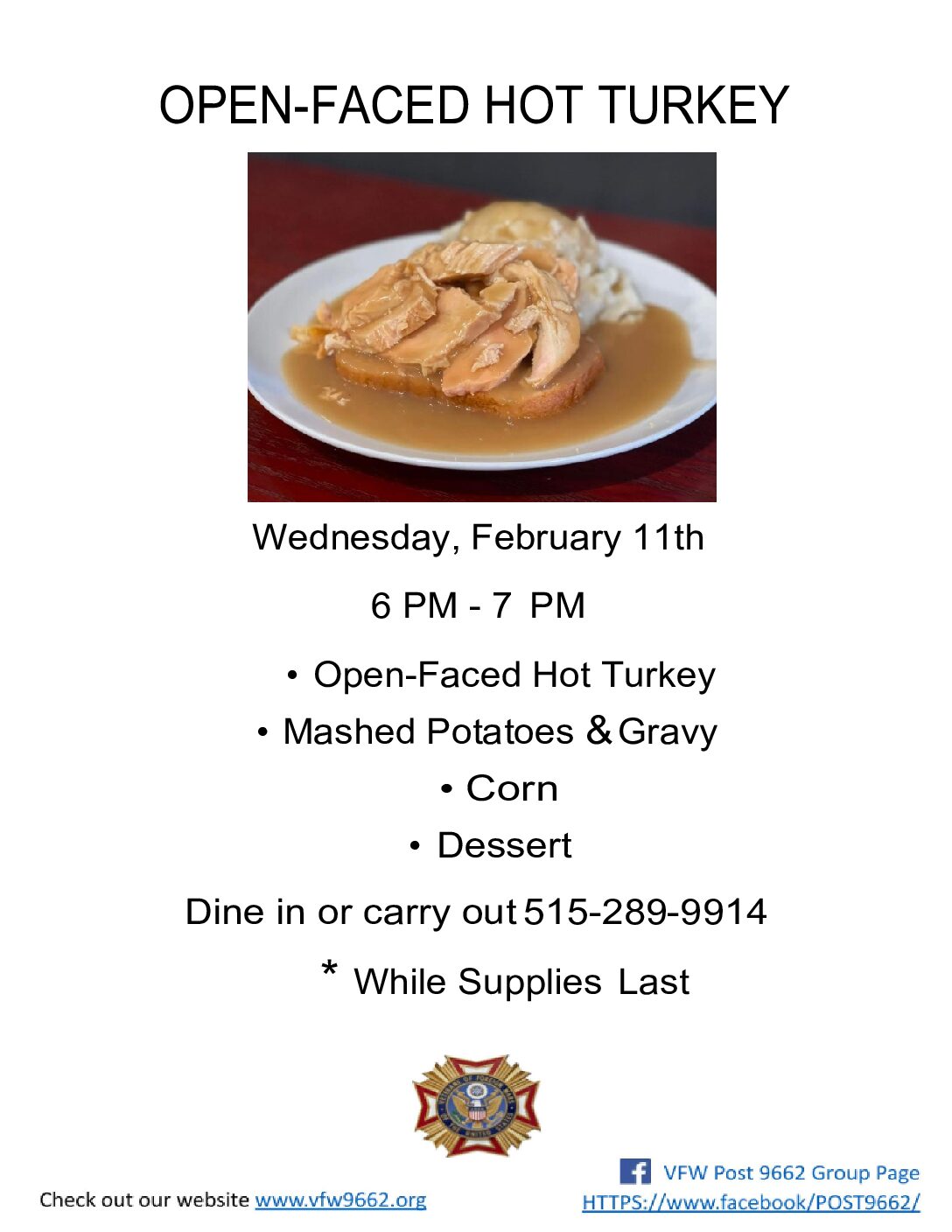 Wednesday Night Meal - Hot Turkey