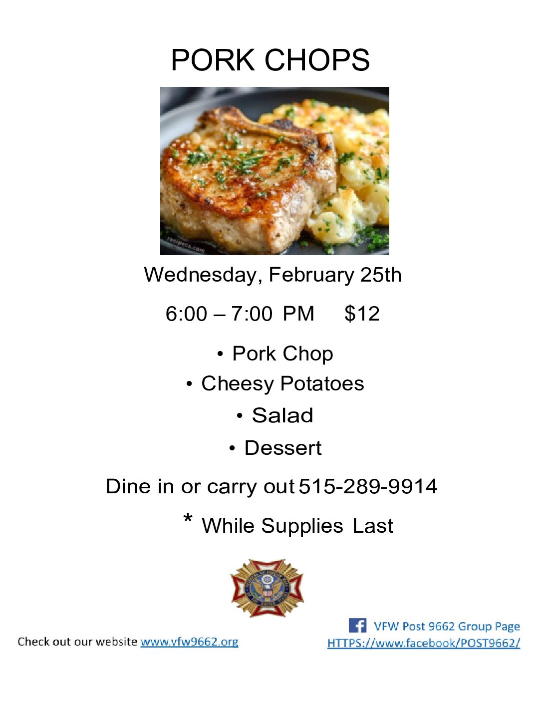 Wednesday Night Meal - Pork Chops